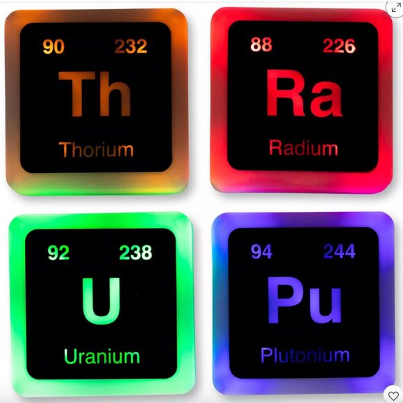 Toynk Radioactive Elements Periodic Table Glowing Light-Up Drink Coasters - Picture 1 of 8